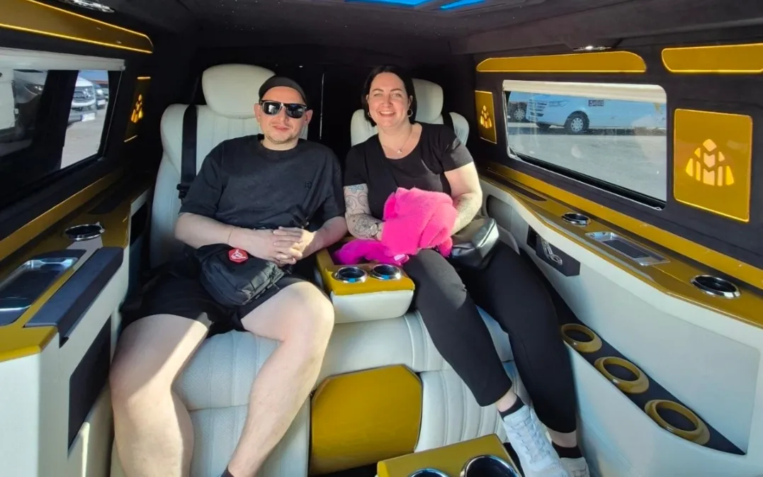 Happy travelers enjoying the ride